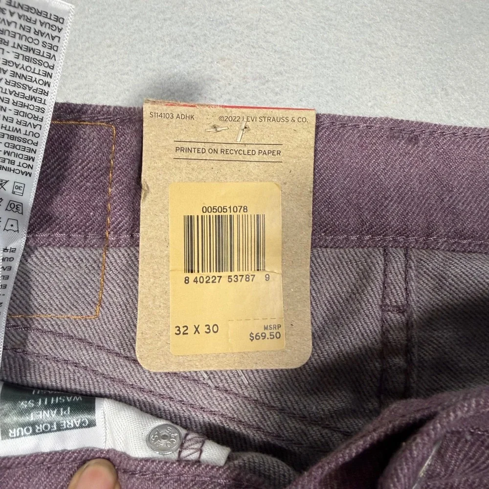 Levis 505 Regular Fit Stretch Pants Mens 32x30 Purple Straight Leg 005051078